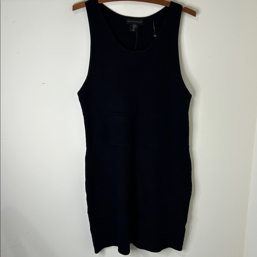 NWT House of Harlow 1960 Black Ribbed Knit Tank Dress Size XL - Picture 4 of 15